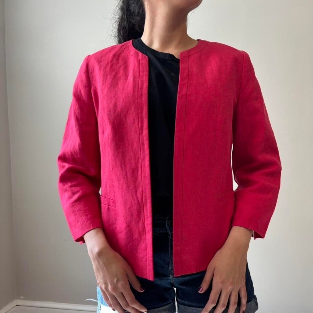 Vintage Talbots Preppy Linen Pink Short Jacket - Small